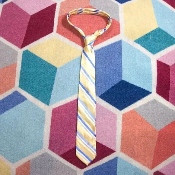 Michael‎ Kors Men's Tie 100% Silk yellow blue stripes - Picture 1 of 3